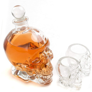 Decantador de whisky de cráneo de vidrio con tapón